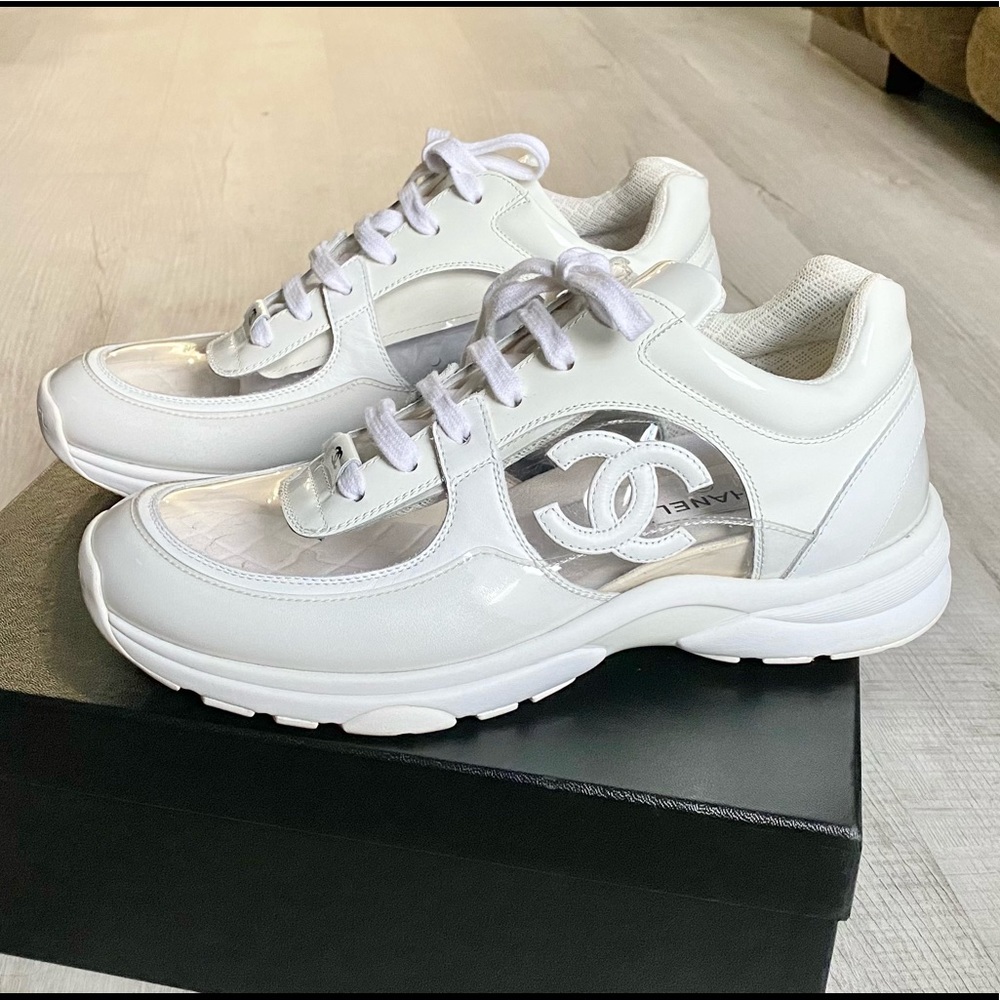Chanel transparent PVC sneakers white